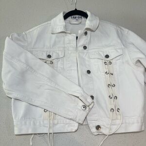I.AM.GIA White Lace-Up Denim Jean Jacket